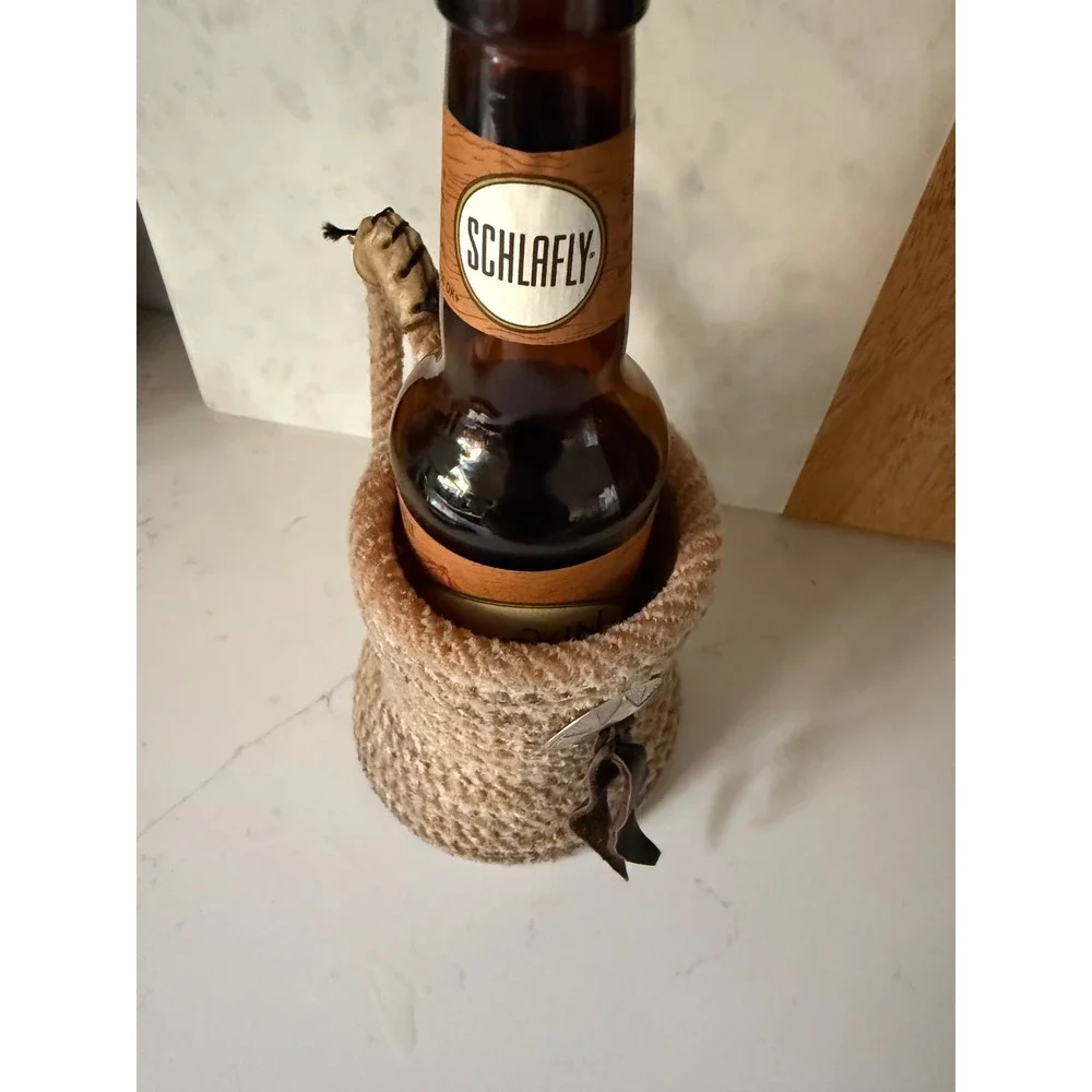 Lariat Rope Beer Mug‎ set Holder Western Star Concho Leather Tassel Drink cowboy